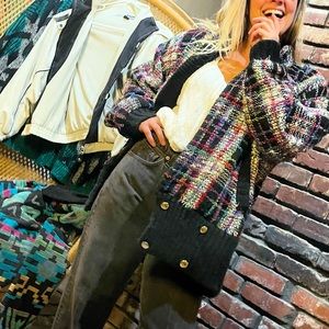 Thick rainbow tweed jacket/sweater